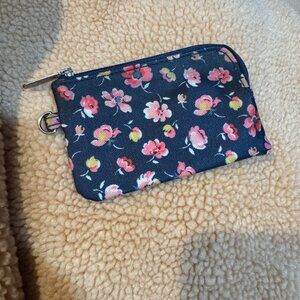 Cath Kidston Double Pouch Zip Navy Floral Coin Purse 3” x 4” woman coin card hol